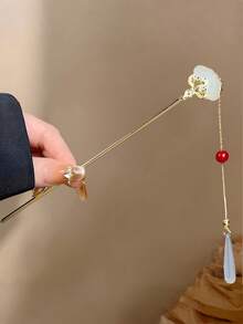 1pc Women New Style Elegant Fringed Hairpin With Flower-Shaped Beads And Fringed Hairdo Hairpin, Headwear Accessory, Hair Decoration - Multicolor - View 3