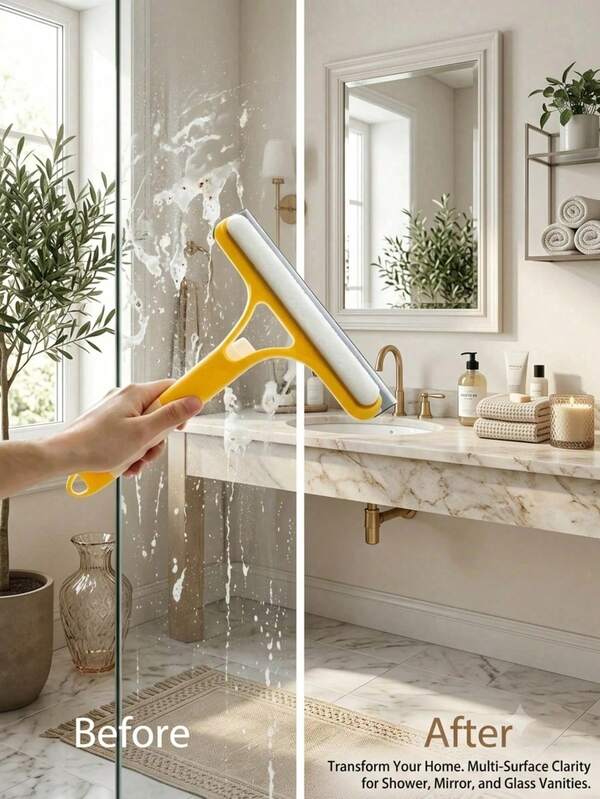 3-In-1 Multifunctional Glass Cleaning Tool With Sprayer, Window Glass Cleaning Set, Glass Squeegee With Scraper And Sprayer, Suitable For Bathroom, Kitchen, Living Room, Bedroom, Toilet - Efficient Mirror And Window Squeegee