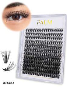 PALM LASHES 240片簇裝假睫毛 30+40D 混合托盤 DIY 睫毛接長 D捲度 長款單根假睫毛 仿貂毛睫毛簇 黑色 (0.07D-8-16mm) - 黑色 - 查看 3