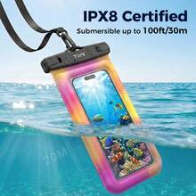 TOPK E09 Waterproof Phone Pouch, Universal Touchscreen Dry Bag With Adjustable Lanyard, Fits 4–7 Inch Smartphones For Swimming, Beach, Kayaking, Snorkeling And Outdoor Activities - Multicolor Tie-dye - View 4