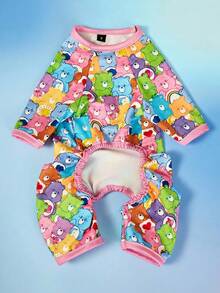 Care Bears X PETSIN 1pc Little Bear Colorful Cartoon Pattern Printed Elastic Four-Legged Pants Jumpsuit For Cats And Dogs, Cute & Comfortable, Great For Indoor Playtime Or Outdoor Park Fun - Multicolor - View 8