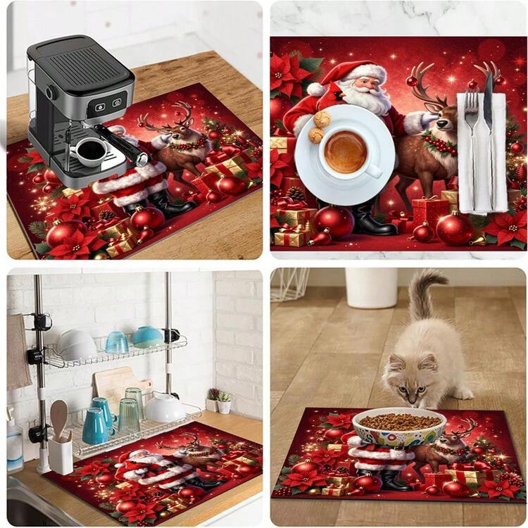 1pc Absorbent Quick-Drying Non-Slip Table Mat With Christmas Theme Pattern, Dish Drying Mat, Coffee Machine Mat, Suitable For Kitchen Countertop, Office Desk, Dining Table And More, Christmas Decoration, Multi-Purpose Drainage Mat, Home Gift, Desktop Decor - XYLSD-852 - View 10