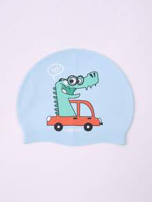 1pc Children Silicone Ear Protection Swimming Cap, Unisex Elastic Comfortable Non-Snug Swim Cap, For Long/Short Hair, Beach Access, First Day Of School - Multicolor - View 22