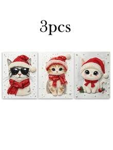 Cat Pattern Pearl Painting Set Adult Round Half Pearl Rhinestone Art Craft Home Wall Decor Holiday Gift - Sets - View 11