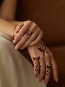 4pcs INS Style Butterfly Series Tattoo Templates, Minimalist Butterfly & Cute Tattoo Stickers, Suitable For Commute, Casual, Sweet Outfits - Black - View 5