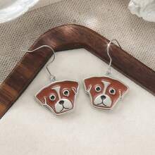 Women's Creative Silver Cartoon Dog Pendant Earrings, For Daily Casual Wear - Silver - View 2