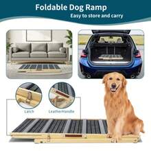 Upgraded Dog Ramp For Couch, Small Dog Ramp For Sofa, 6 Adjustable Height From 14'' To 25", Portable Stable Pet Steps With Non-Slip Pad, Pet Ramps Use For Sofa Couch Stairs - Natural Wood - View 4