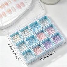 1pc 12-Grid Small Compartment Nail Art Rhinestone & Pearl Storage Box, Mini False Nail Tip Storage Tray, Multi-Grid Nail Drill Bit Storage Box, Mini Jewelry Ring Display Box - Multicolor - View 10