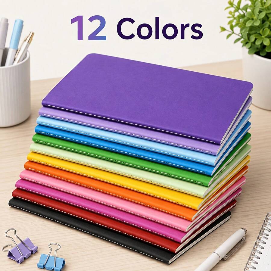 Cuaderno A5 con paleta de colores suaves y diseño de líneas de coche - Cuaderno - Ver 1