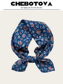 1pc 55X55CM Multicolor Polka Dot & Floral Print Square Scarf Headwrap Hairband Versatile Scarf Suitable For Daily Use - Multicolor - View 13