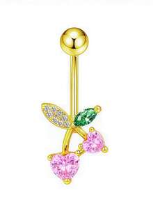 Cute Cherry Belly Button Rings For Women Dangly Belly Piercing Jewelry Navel Ring Pearl Heart Dangle Belly Button Piercings Daily Gift Party - Belly Button Ring - View 13