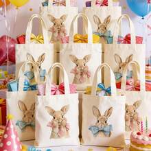5/10pcs Mini/S/M/L Size Reusable Cute Rabbit Bow Heart Pattern Canvas Gift Bags Party Favor Bags Set, Birthday Party Kids Theme Party Gift Bags Baby Shower Back To School Graduation Party Theme Party Thanksgiving Christmas Anniversary Party Gift Packaging Bags Essential - View 1