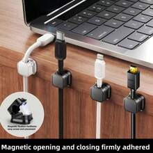 5/3pcs Magnetic Cable Organizer - Black & White Cable Clips, Compact & Durable, Suitable For Desk/Wall Installation, Can Store Phone Cables, Chargers, Suitable For Tech Enthusiasts And Students, Includes Base And Clips, No Drilling Required, Home Office - Cable Organizer - View 9