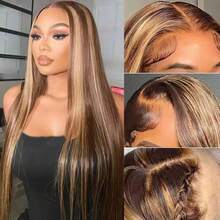 13*4 HD Transparent Lace Front Wig, Straight Human Hair, P4/27 Honey Blonde Highlights, 200% Density, With Natural Hairline And Delicate Baby Hairs – Premium Everyday Styling For Women. - S4/27 - View 7