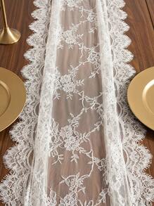 Cirelle 1 件 14*118 吋蕾絲桌旗，刺繡波西米亞風婚禮桌旗，復古鄉村蕾絲桌布，適用於婚禮派對新娘送禮會裝飾 - 白色 - 查看 6