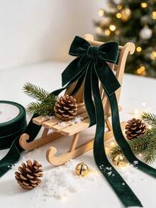 Flocked Ribbon Christmas Ribbon For Gift Box Packaging, Christmas Tree Decoration, Christmas Window Display Decoration, Flocked Satin Ribbon Bow 3/4 Inch X 10 Yards (Multiple Sizes Available) With Paper Spool For Easy Storage - Dark Green Size 10 - View 7