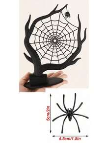 1pc Dark Gothic Spider Web Jewelry Rack, Creative Dead Tree-Shaped Accessory Storage Rack, Spider-Decorated Earrings And Necklaces Display Rack, And Aged Desktop Storage Rack, Bedroom Dressing Table, And Niche Decorative Items, Jewelry Towers - Multicolor - View 10