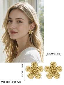 Yanxyad 1/4Pairs Cute Raffia Woven Flower Earrings, Boho Floral Drop Stud Earrings For Women, Summer Beach Vacation Jewelry Gift - Brown - View 9