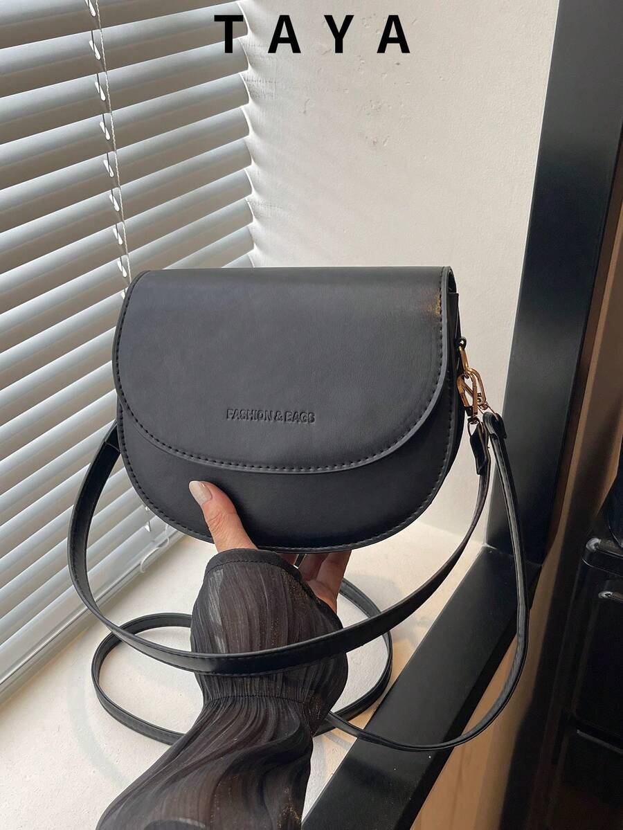 New Vintage Fashion Mini Solid Color Saddle Bag, Flap Opening, Adjustable Long Shoulder Strap, Small Capacity Lightweight Minimalist Shoulder Crossbody Bag, Suitable For Women's Daily Life, Casual, Commuting, Work, Vacation And Student Use