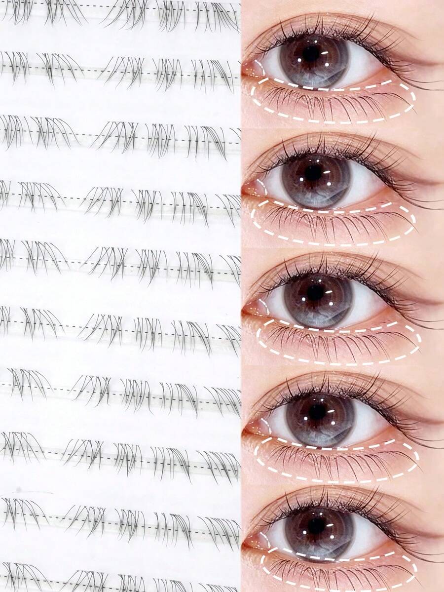 10 Rows Delicate Bottom Lash Extensions, Fine Black Slanted Wispy Tips For Soft Natural Finish, Segmented Self-Adhesive Strips, Great For Music Festivals, Holiday Parties, And Everyday Versatile Looks. - C - View 1