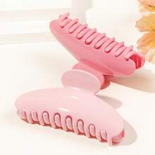 2pcs Set, Pink, Glossy Acrylic, Half-Moon Hair Claw, Lift Up Crown, Back Head Styling, Updo, Half-Up, Hair Claw, Hairstyle Creation, Korean Gentle Style, Elegant Sweet, Girly, Spring Romantic Vibe, Versatile, Travel, Outing, Picnic, Hair Claw, Hair Accessory - Multicolor - View 6