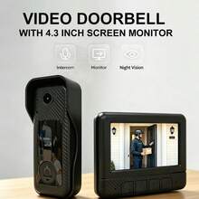 No WiFi 2.4G Wireless Video Doorbell With 4.3 Inch Display, Drill-Free Installation, Two-Way Intercom Kit, Auto-Save Visitor Photos, Night Vision, Suitable For Apartment Rental - View 5
