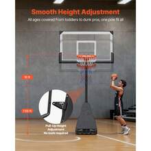 Portable Basketball Stand, 7.55 To 10 Ft Height Adjustment Basketball Hoop & Goal, Basketballs Hoop Outdoor With 54 Inch PC Backboard For Schools, Parks, Forward-Tilting Design - 7.55 to 10 Ft - View 5