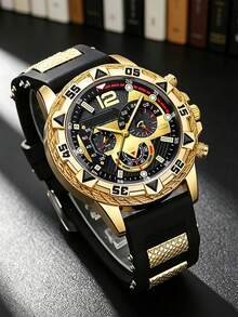 5-Piece Set Fashion Men's Sports Watch Calendar Accessory Set: Pen + Belt + Keychain + Embossed Wallet, Father's Day Gift, Back To School, Daily Life - Multicolor - View 7