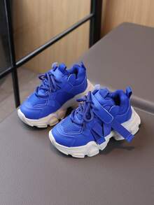 1 Pair Spring/Autumn Boys' Shoes, Colorful Girls' Sports Shoes, Soft Sole Chunky Sneakers - Blue - View 3
