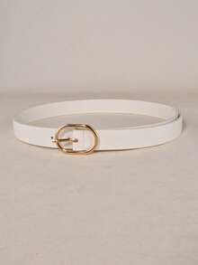 1pc Minimalist Fashion Versatile Women's Belt Solid Color Casual Punk Bohemian Vintage Court Style Party Cute Sexy Street Elegant PU Leather Women's Belt All Seasons - White - View 4