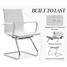 WAHSON OFFICE CHAIRS 10PCS PU Leather Office Chair Metal Frame Conference Chair For Meeting Room/Reception Area - 白色十把 - 查看 5
