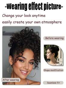 Naturally Voluminous Curls With An Adjustable Drawstring Hair Tie, Available In Multiple Colors. Stylish Updo Suitable For Everyday Wear. - Multicolor - View 5