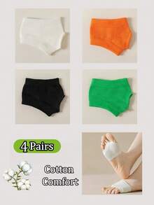 1/3/4 Pairs Bikini Cotton Split Toe Socks, Summer Thin Half-Palm Invisible Two-Toe Socks, Matching Flip-Flops - Multicolor - View 24