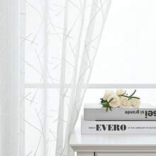 1PC Rod Pocket Sheer Decorative Curtain, Nordic White Cross Embroidery Sheer Window Curtain For Living Room, Bedroom, Balcony - Multicolor - View 8