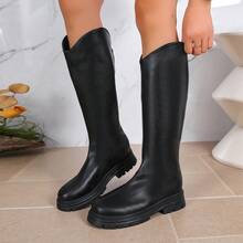 Autumn/Winter New Long Boots Comfortable Thick Sole Riding Boots Below Knee Women's Boots - Black - View 5