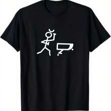 Printed T-Shirt - Minimalist Line Art Design, Featuring A Smiling Face And A Thumbs-Up Gesture, Round Neck And Short Sleeves. - 款式 - 查看 1