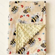 1pc Double Layer Baby Blanket, Bean Fleece Tactile Blanket, Stroller Blanket, Cute Animal Print, Bath Gift - Multicolor - View 10