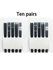 10/5/1 Pair Luxury Alloy Chopsticks, 5 Different Styles, Non-Slip, Heat-Resistant, High-End Black Alloy Chopsticks With Creative Floral Metal Decorative Head, Household Non-Slip Tableware Chopsticks - View 14