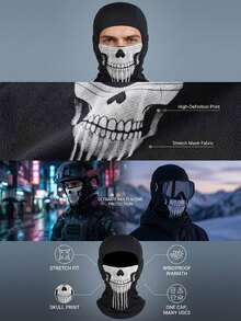 Musion 1/3pcs Gothic Skull Pattern Street Style Balaclava, Elastic Windproof Casual Full Face Scarf, Soft Comfortable Full Face Mask, Windproof Helmet Liner Headwear, Suitable For Motorcycle Riding, Cycling And Racing Sports - Multicolor - View 2