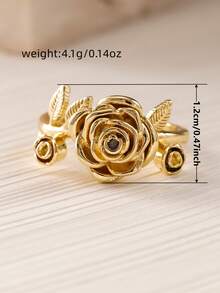 1 pieza Anillo hermoso para mujeres, joyería para boda, compromiso y fiesta, regalo del Día de San Valentín - Amarillo Oro - Ver 8