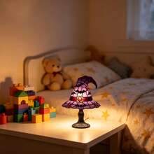 1pc Halloween Witch Hat Table Lamp, USB Powered Bat And Spider Pattern Night Light, 3D Carved Gothic Style Home Office Decor, Atmospheric Party Light, Holiday Gift For Gothic Enthusiasts - Witch Hat - View 5