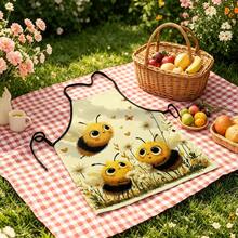 Cute Bees And Flowers Kitchen Apron Cooking Apron Baking Accessories For Men Women - White - View 5