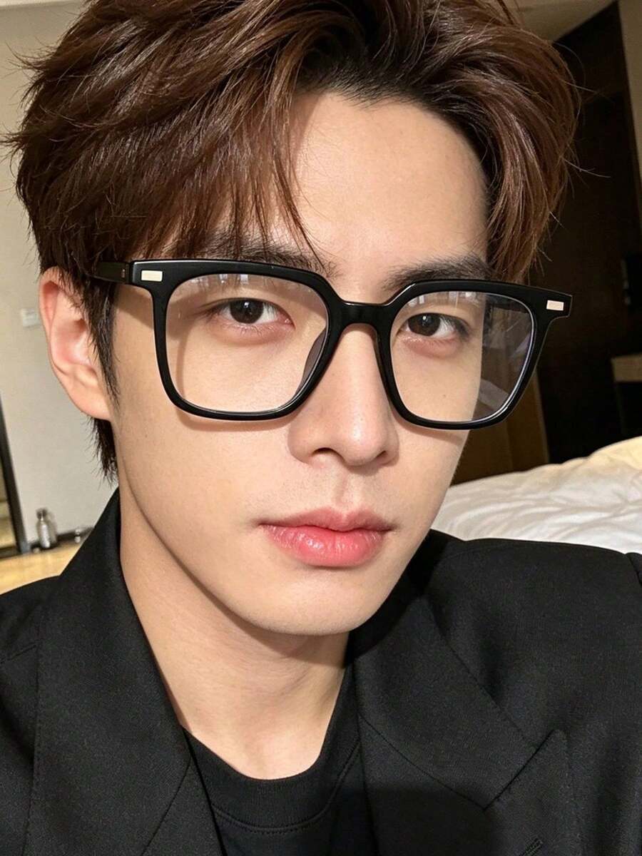 1 PC Men's Classic Square Glasses Frame Clear Lens Lightweight PC Frame Casual Versatile Perfect For Daily Commuting Ofice Outfits With Glasses Box - Multicolor - View 1
