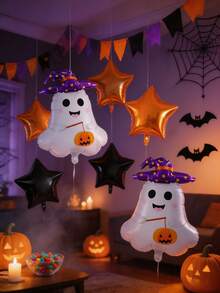 Set Balon Dekoratif Seru Bertema Halloween Isi 16 Buah, Termasuk Bentuk Hantu dan Bintang. Balon Dekorasi Halloween ini Sangat Cocok untuk Dekorasi Pesta dan Menciptakan Suasana Meriah. Cocok untuk Halloween, Pesta Bertema, dan Dekorasi Rumah. - beraneka warna - View 6