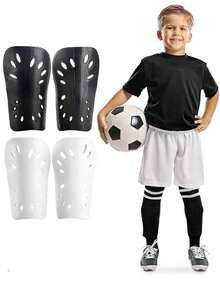 2 Pairs Kids Football Shin Guards, Youth Perforated Insertable Shin Pads, Professional Shin Protection Gear - Multicolor - View 1