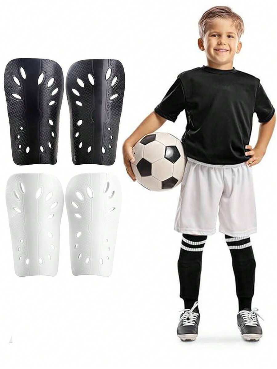 2 Pairs Kids Football Shin Guards, Youth Perforated Insertable Shin Pads, Professional Shin Protection Gear - Multicolor - View 1