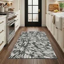 Latte&Fog Alfombras de 153 x 215 cm para Sala de Estar y Dormitorio,Moderna Abstracta Lavable, de Pelo bajo Antideslizante Estilo Boho para Sala de Estar, Oficina, Dormitorio(Negro 5x7ft) - Gris Oscuro - Ver 3