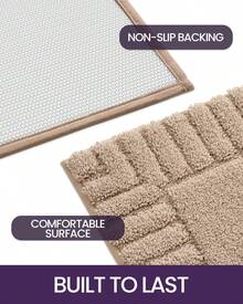 DEXI Tapete para Baño 40 x 60 cm, Alfombra de Baño Antiderrapante, Tapetes de Baño Supersuave y Absorbente, Lavable a Máquina, Blanco - Beis - Ver 7