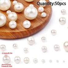 4-16mm Ngà voi ABS Ngọc trai Giả Hạt Với Thẳng Lỗ Đối với Quý cô Vòng tay & Vòng cổ DIY Làm đồ trang sức Chất liệu - Lỗ thẳng màu be - Xem 17