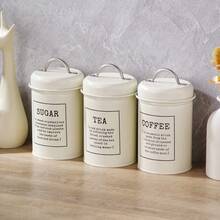 Myrothcane Christmas & Halloween Red Metal Storage Canister 3-Piece Set, Airtight Coffee Tea Sugar Canisters With Lids And Handles, Vintage Kitchen Countertop Food Storage Containers, Suitable For Coffee Beans, Loose Tea, Granulated Sugar, Decorative Kitchen Storage Containers - Red - View 12